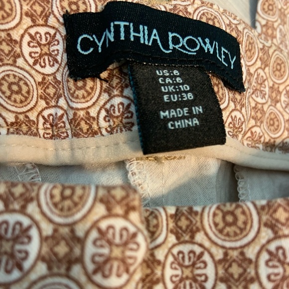 Cynthia Rowley Stretch Pant Brown Print - Picture 5 of 10